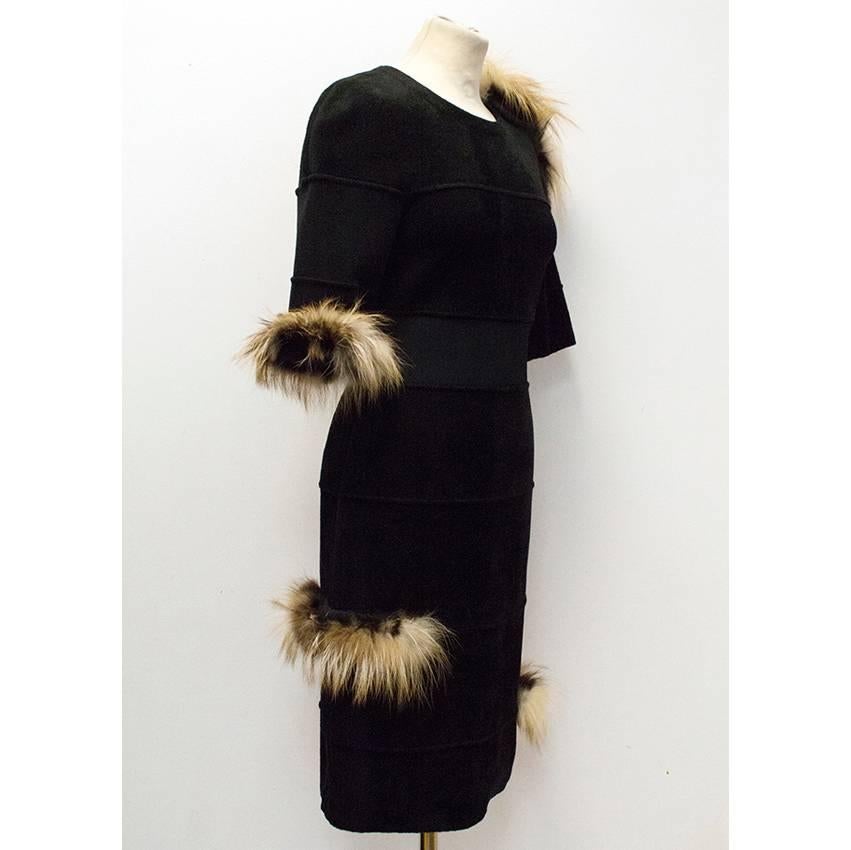 Women's Fendi Black Dress with Silver Fox Fur For Sale