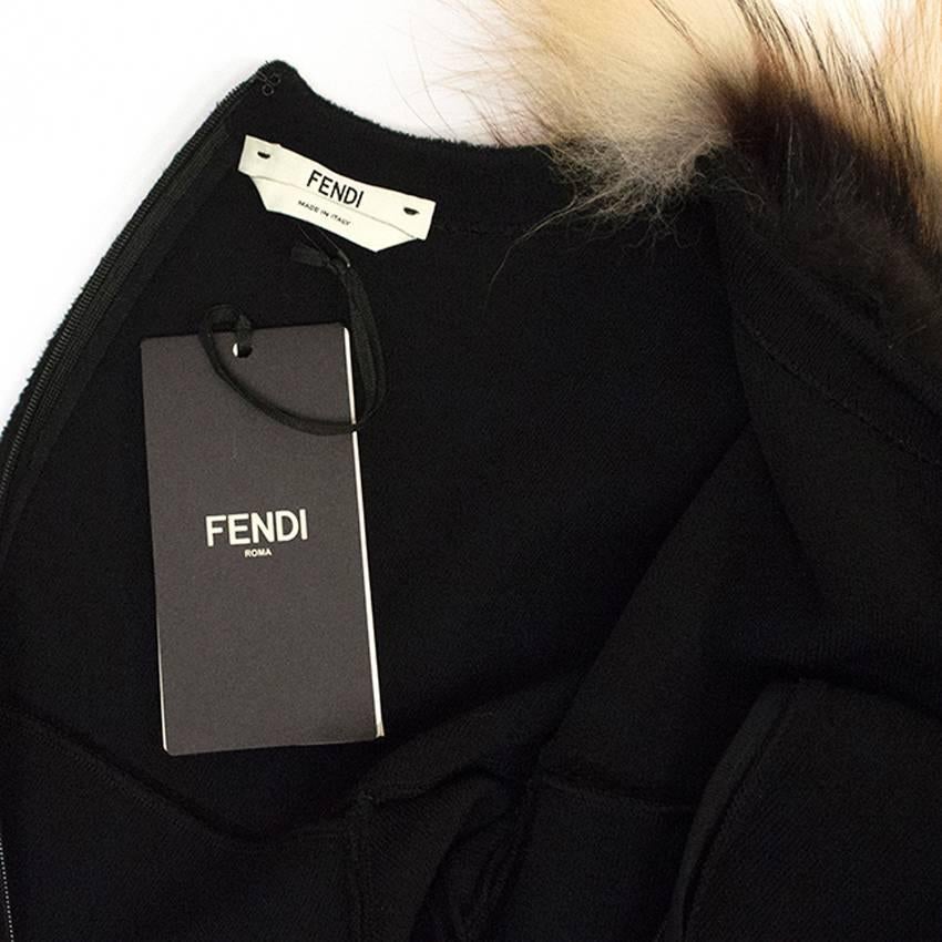 Fendi Black Dress with Silver Fox Fur For Sale 1