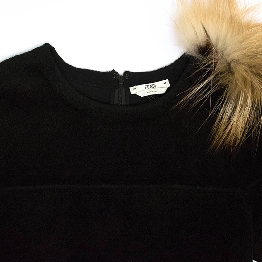 Fendi Black Dress with Silver Fox Fur For Sale 2