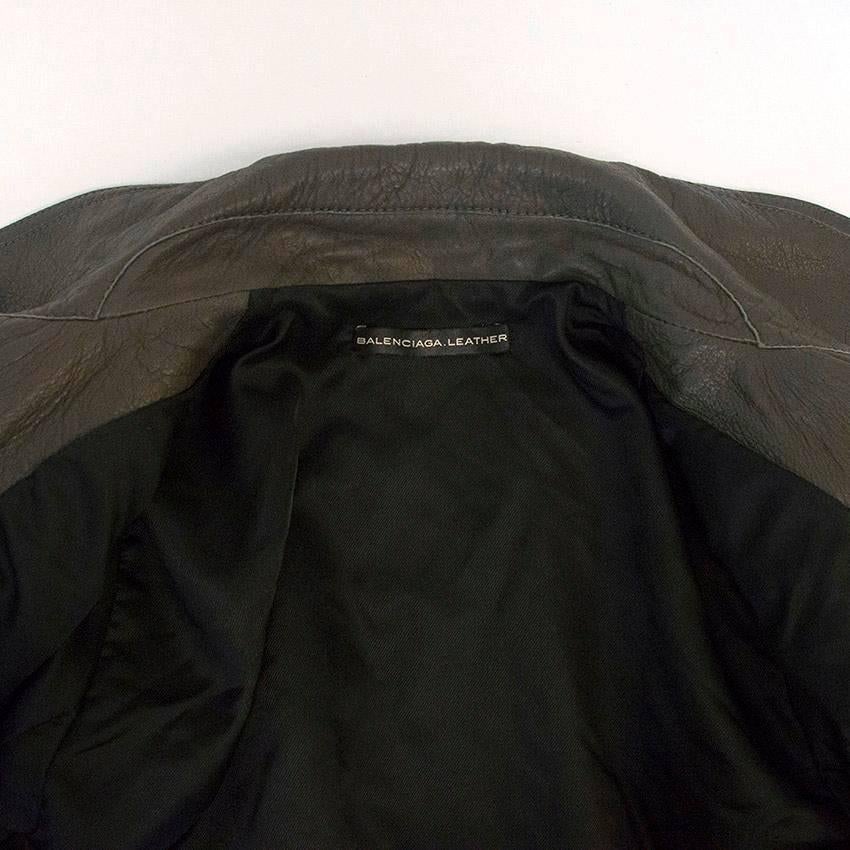 Women's Balenciaga Grey Leather Jacket For Sale