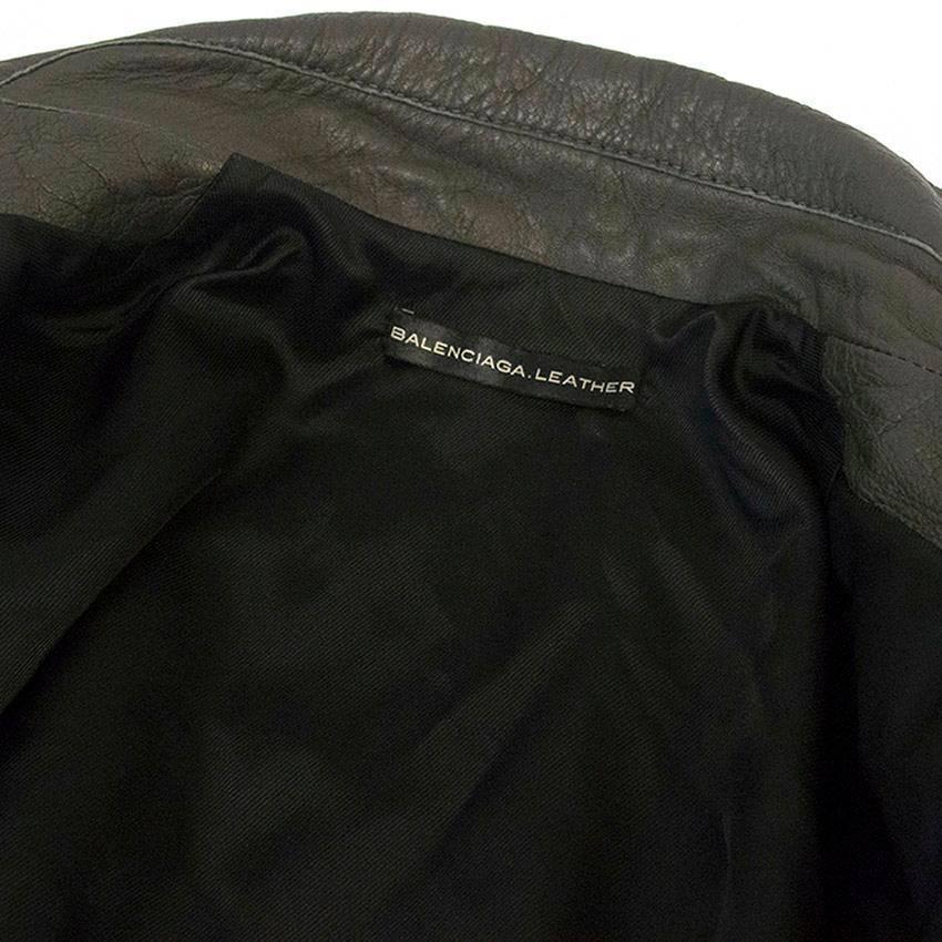 Balenciaga Grey Leather Jacket For Sale 2