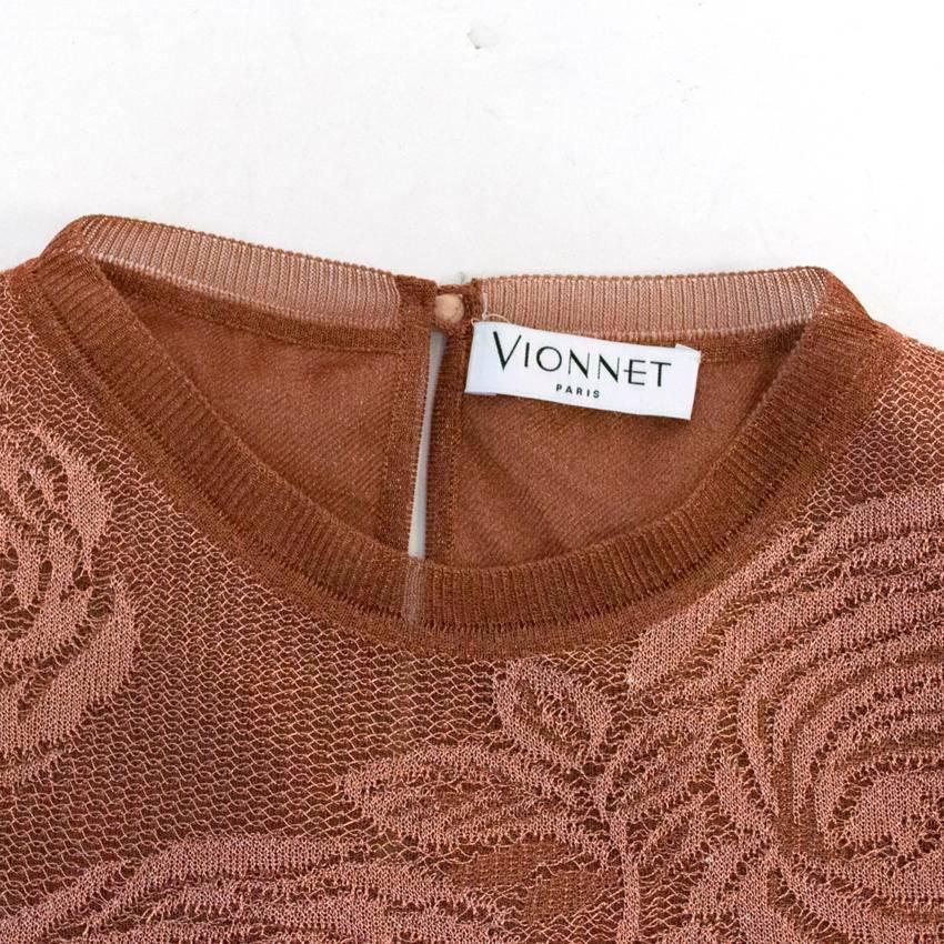 Vionnet Mesh Copper Bodysuit With Embroidered Roses For Sale 1