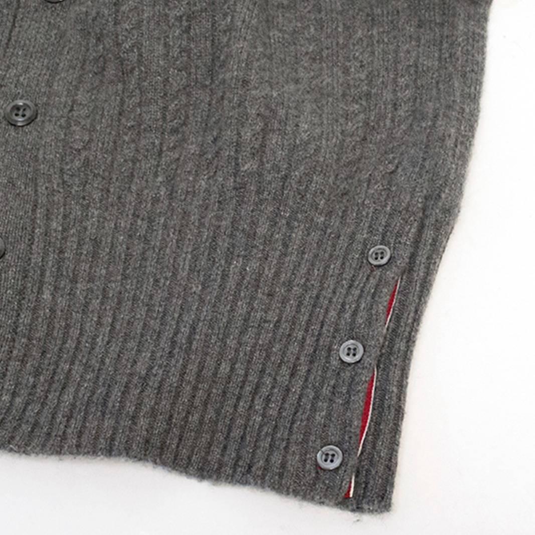 Thom Browne Grey Cable Knit Cashmere Vest For Sale 1
