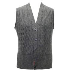 Thom Browne Grey Cable Knit Cashmere Vest 7