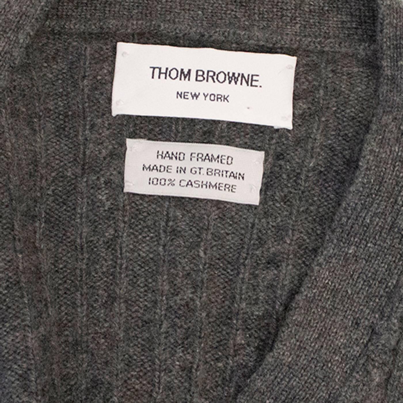 Gray Thom Browne Grey Cable Knit Cashmere Vest For Sale