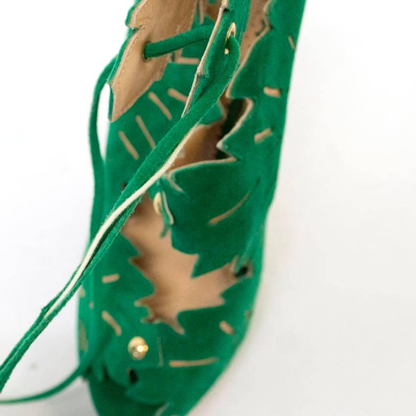 Charlotte Olympia 'Eve' Green Suede Laser Cut Booties For Sale 2