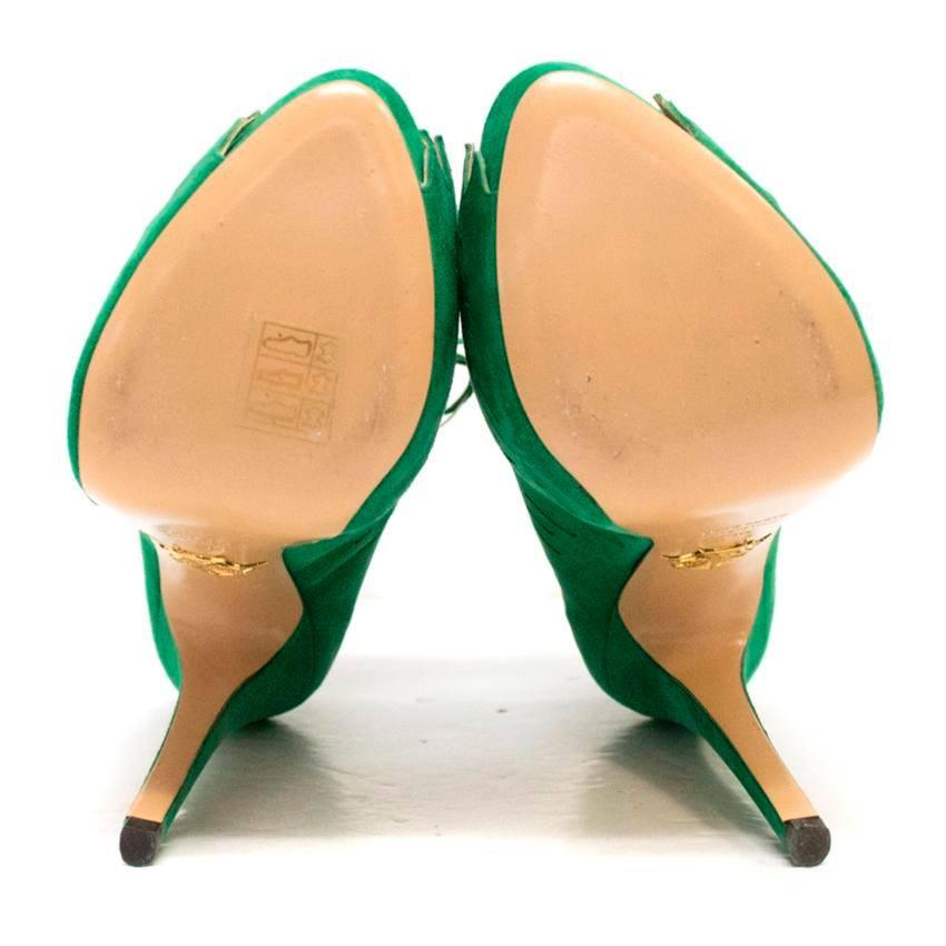 Charlotte Olympia 'Eve' Green Suede Laser Cut Booties For Sale 3
