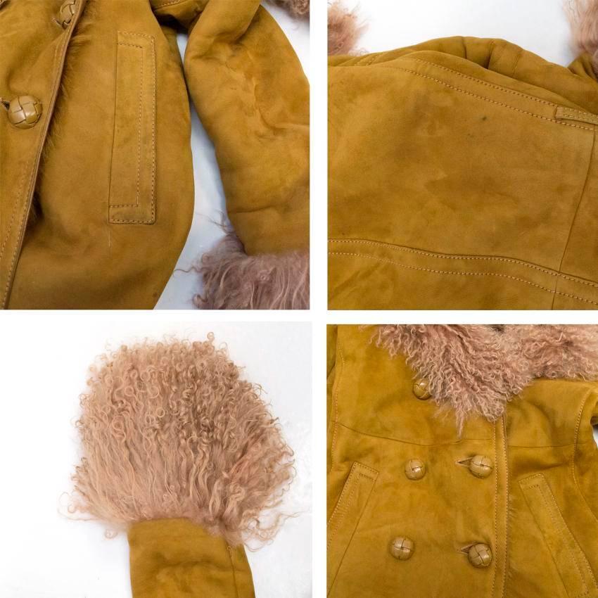 Women's Gucci Tan Shearling And Suede Belted Coat For Sale
