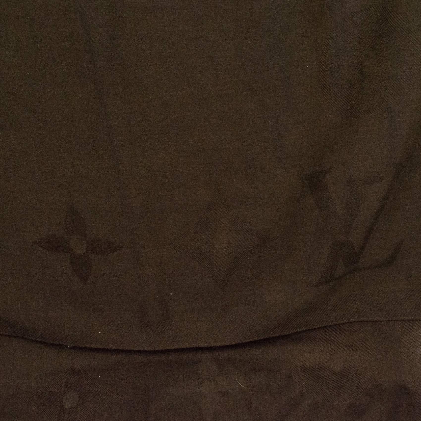 Louis Vuitton Brown Silk/Cashmere Scarf In Good Condition In London, GB