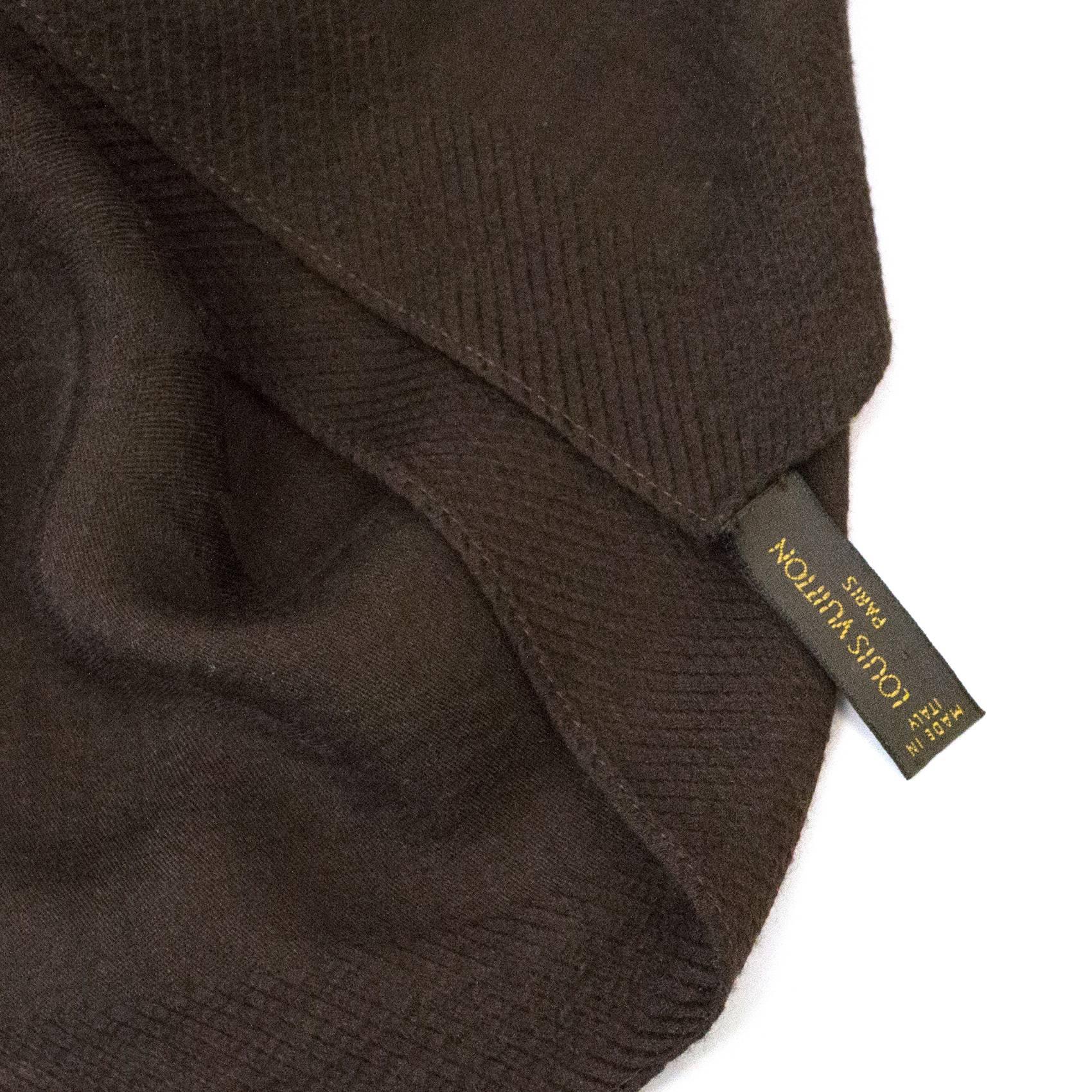 Black Louis Vuitton Brown Silk/Cashmere Scarf