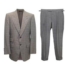  Tom Ford Mens Grey wool Check Two Piece Suit