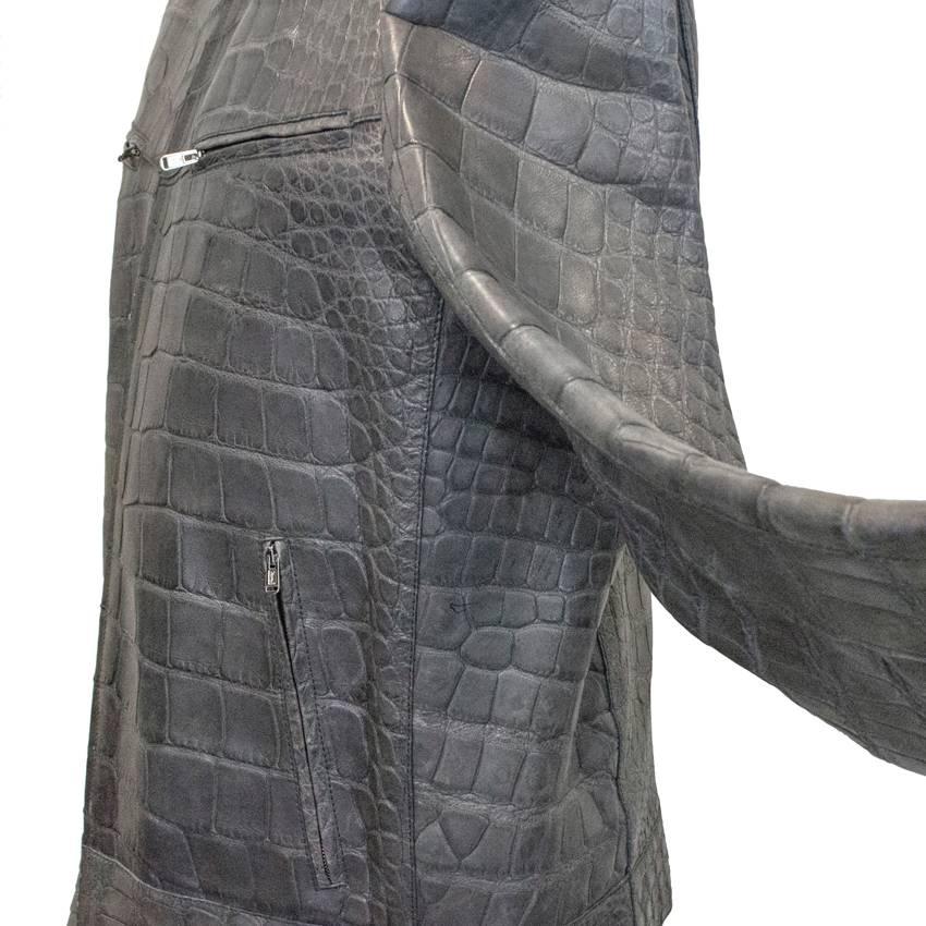 Men's Yves Saint Laurent grey Crocodile leather jacket For Sale