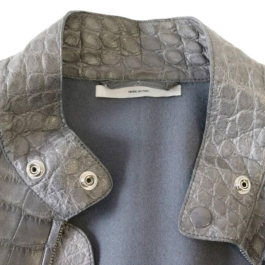 Yves Saint Laurent grey Crocodile leather jacket For Sale 2