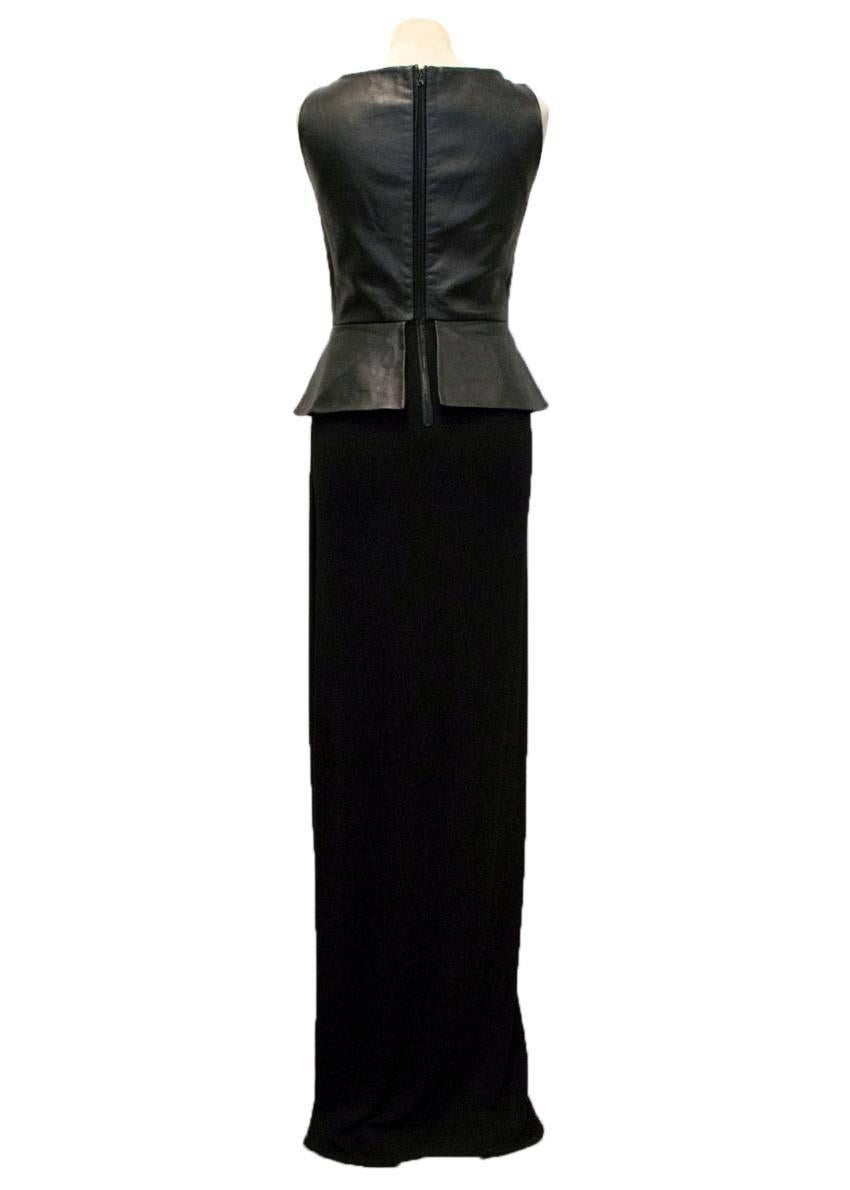 Women's Osman Black Maxi Dress With Leather Peplum Top For Sale