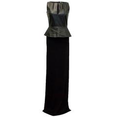 Osman Black Maxi Dress With Leather Peplum Top