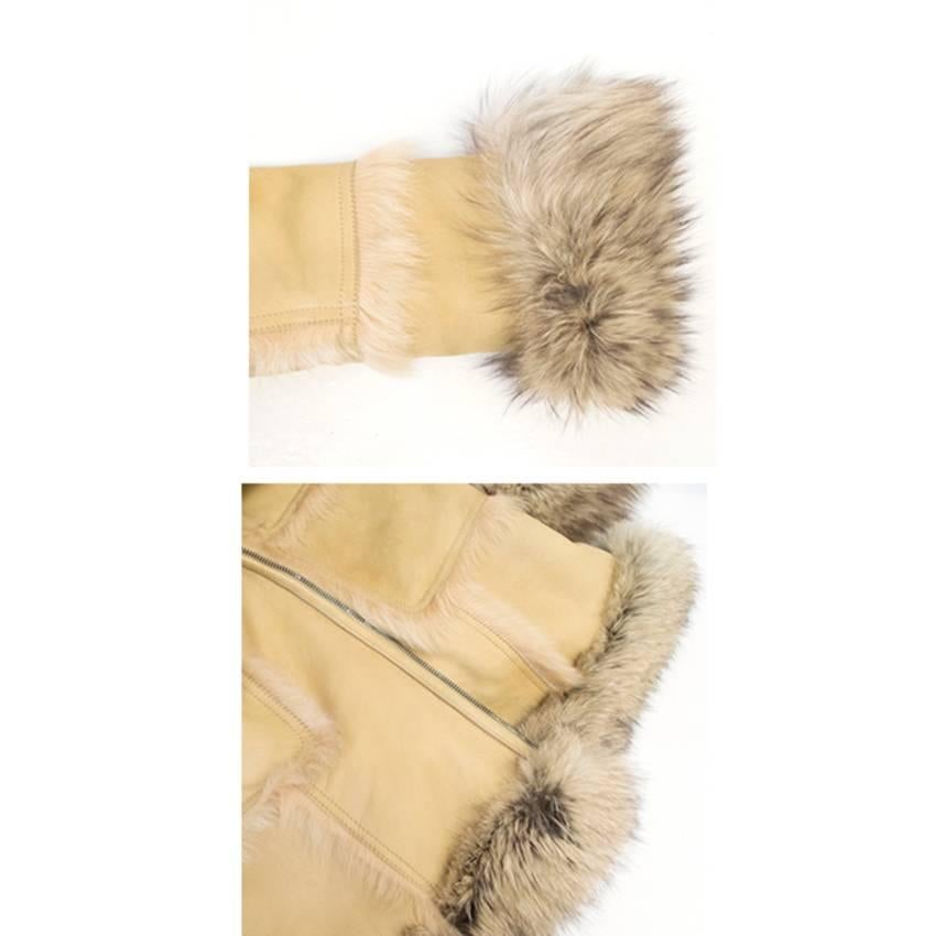 Prada Sheep And Fox Fur Leather Hooded Coat For Sale 3