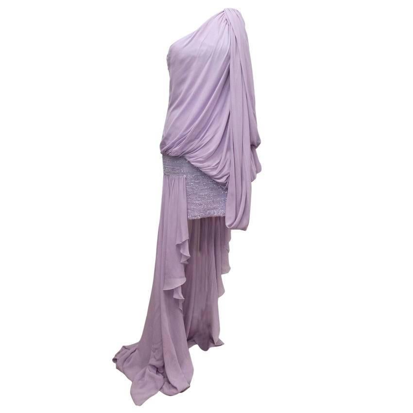 Elie Saab Lilac Silk One Shoulder Dress For Sale