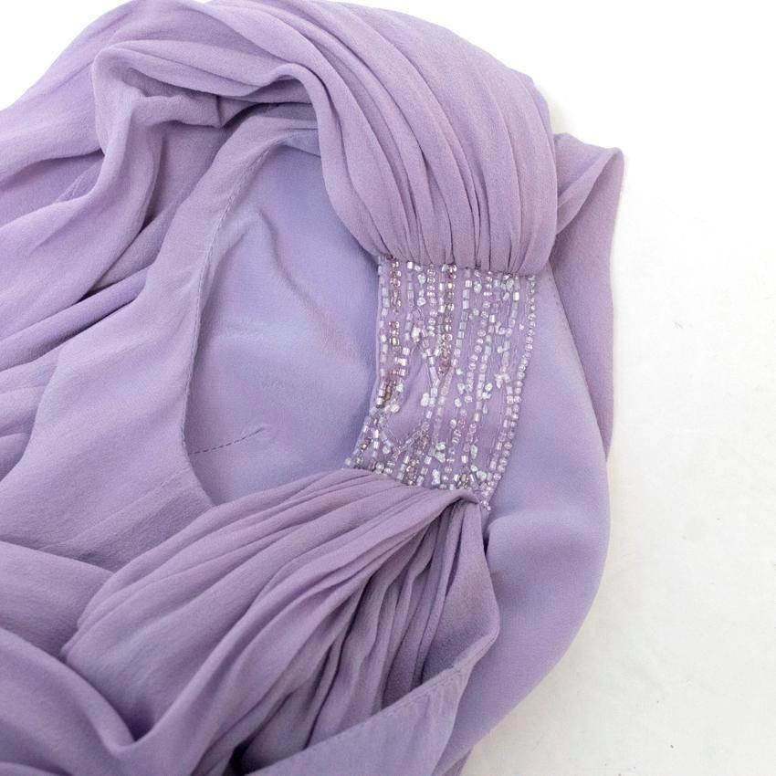 Elie Saab Lilac Silk One Shoulder Dress For Sale 2
