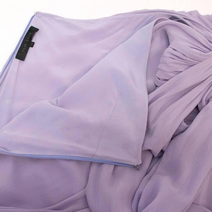 Gray Elie Saab Lilac Silk One Shoulder Dress For Sale