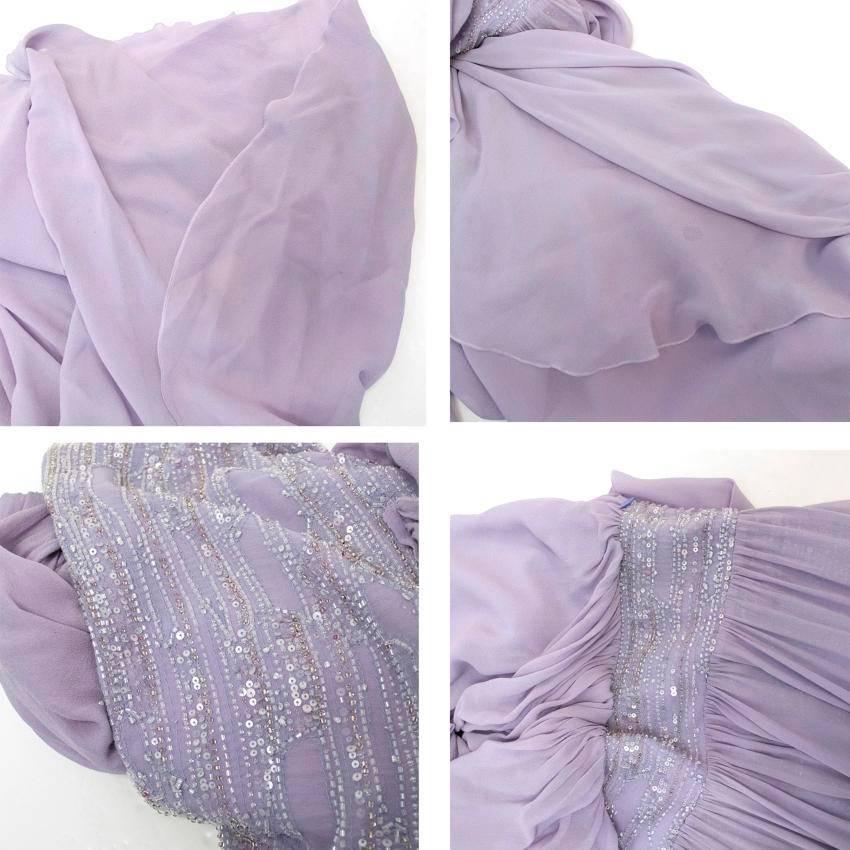 Women's Elie Saab Lilac Silk One Shoulder Dress For Sale