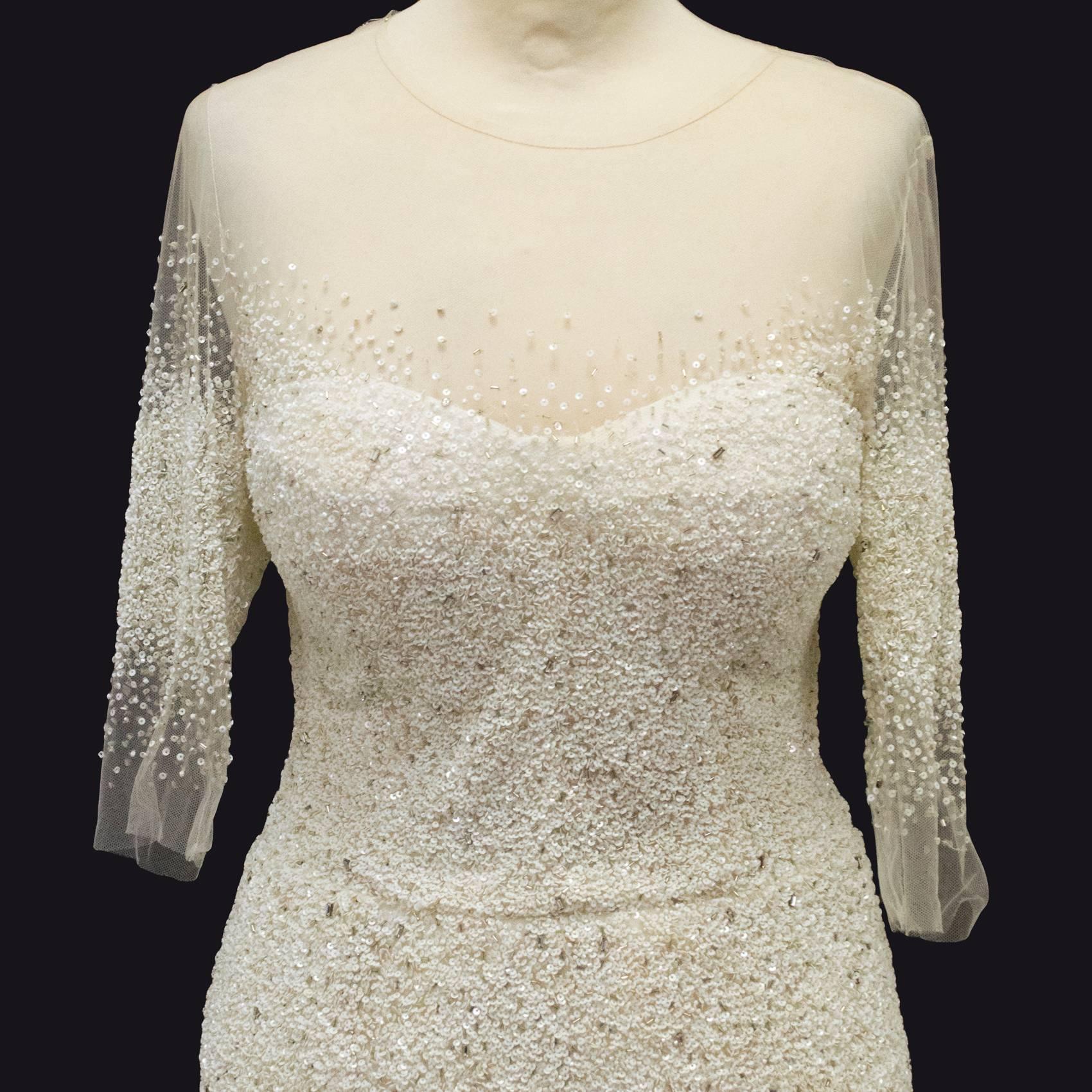 Monique Lhullier Custom Made Embellished Wedding Dress For Sale 1