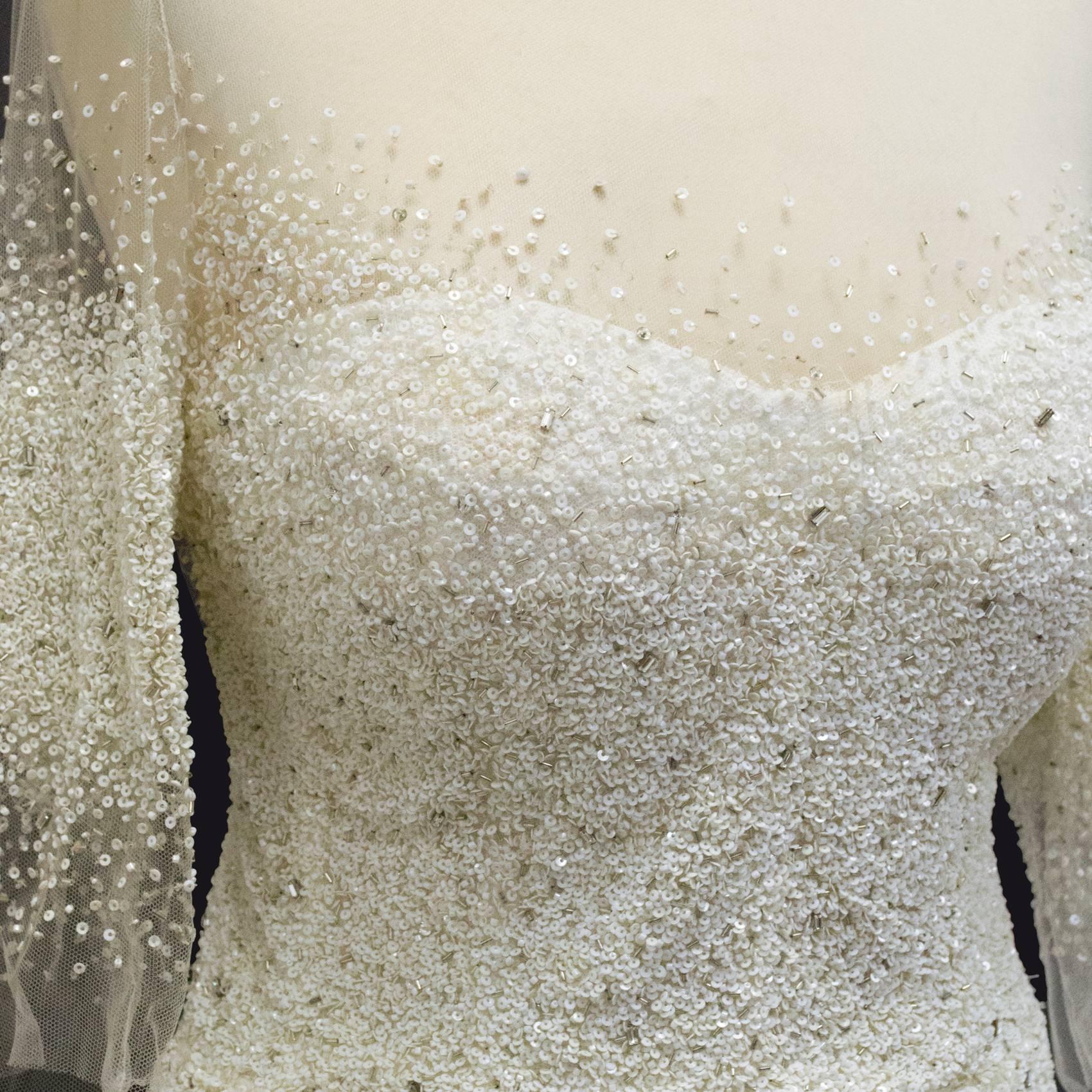 Monique Lhullier Custom Made Embellished Wedding Dress For Sale 2