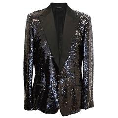 Dolce and Gabbana black sequin blazer