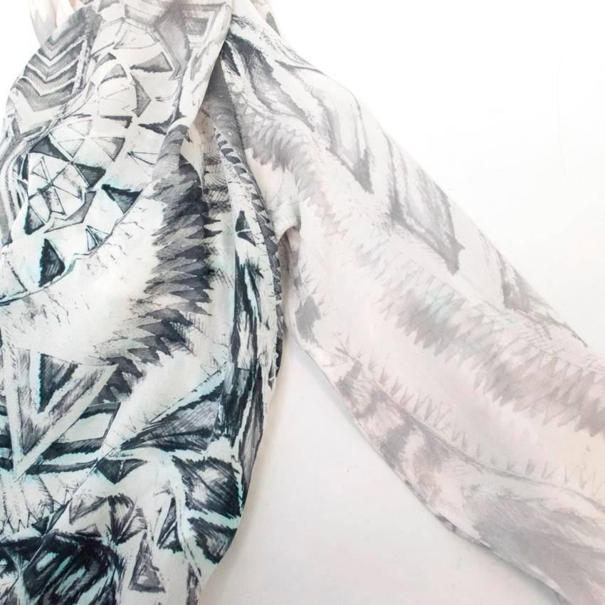 Balmain Long Sleeve Silk Print Maxi Dress With Side Slits For Sale 2