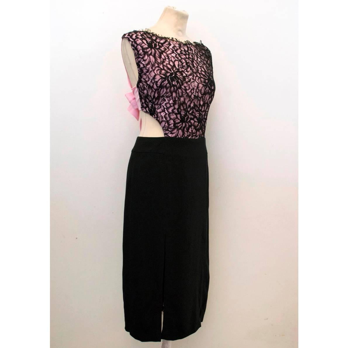 Osman Pink and Black Lace Dress 1