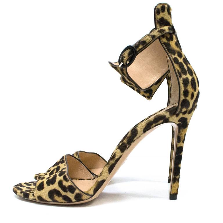 Gianvito Rossi Leopard Print Pony Hair Heeled Sandals For Sale at ...