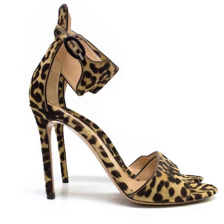 Gianvito Rossi Leopard Print Pony Hair Heeled Sandals For Sale at ...