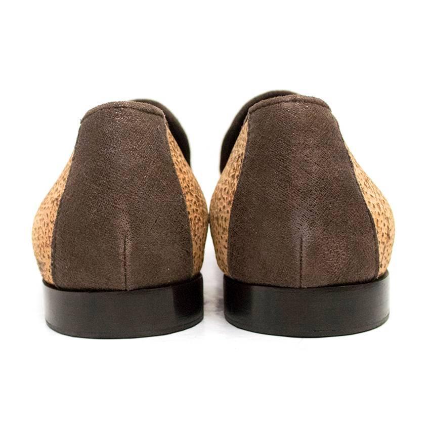 Donald J. Pliner Cork Effect Leather Loafers For Sale 1
