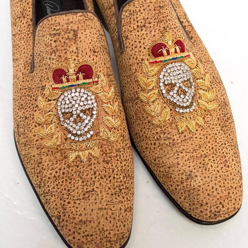 Donald J. Pliner Cork Effect Leather Loafers For Sale 2