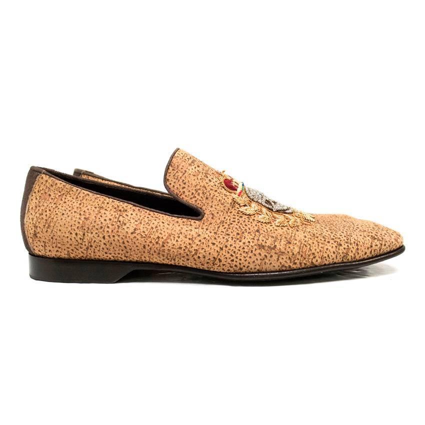 Donald J. Pliner Cork Effect Leather Loafers For Sale 3