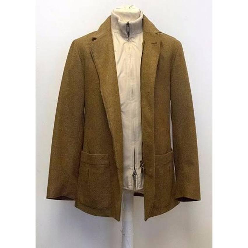 Loro Piana Brown and Cream Cashmere Jacket with Gilet In Excellent Condition For Sale In London, GB
