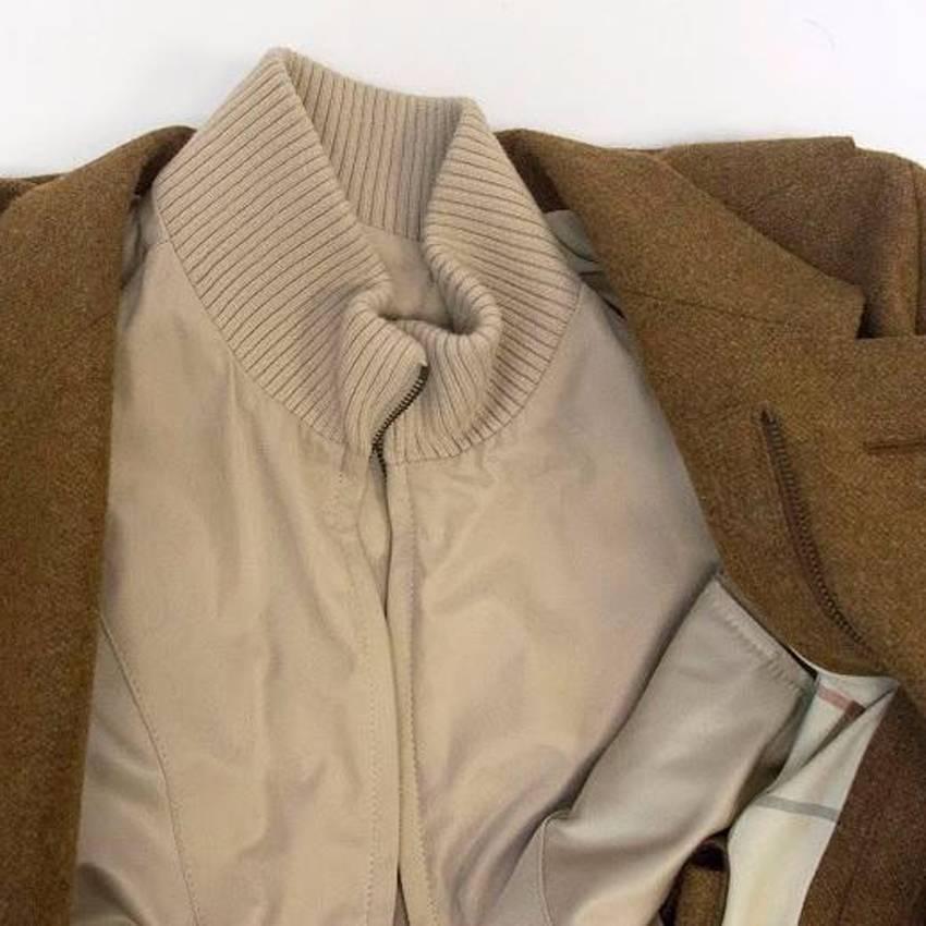 Men's Loro Piana Brown and Cream Cashmere Jacket with Gilet For Sale