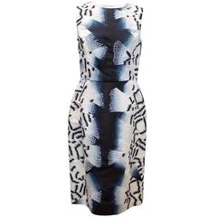 Oscar de la Renta Blue Silk Printed Dress 9