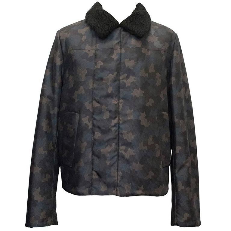 Prada Camouflage Wool Collar Jacket For Sale at 1stDibs | prada camo jacket