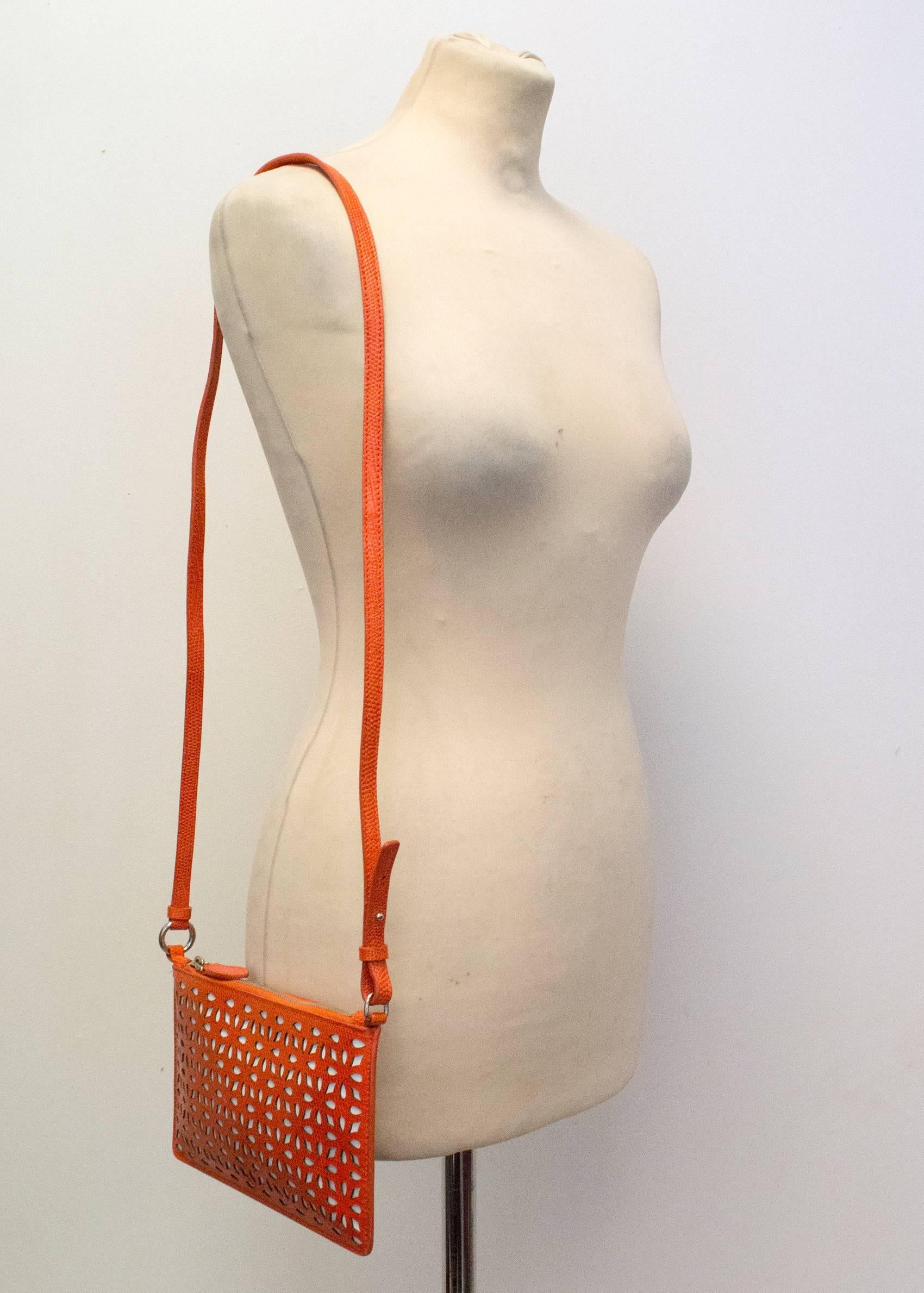Women's Alaia Orange Laser Cut Shoulder Bag For Sale