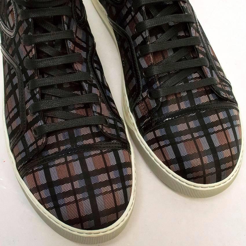 Men's Lanvin Checked High-Top Trainers  For Sale