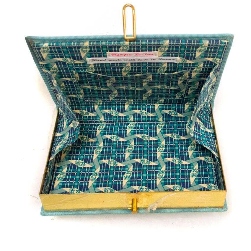  Olympia Le-Tan Blue Canvas Book-Shaped Clutch Bag For Sale 2