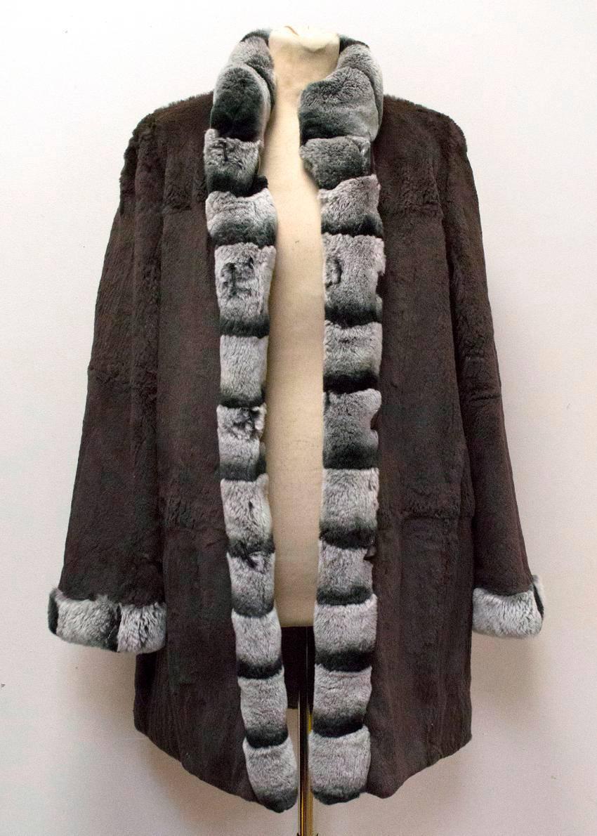 Black Grey Chinchilla Fur Reversible Coat  For Sale
