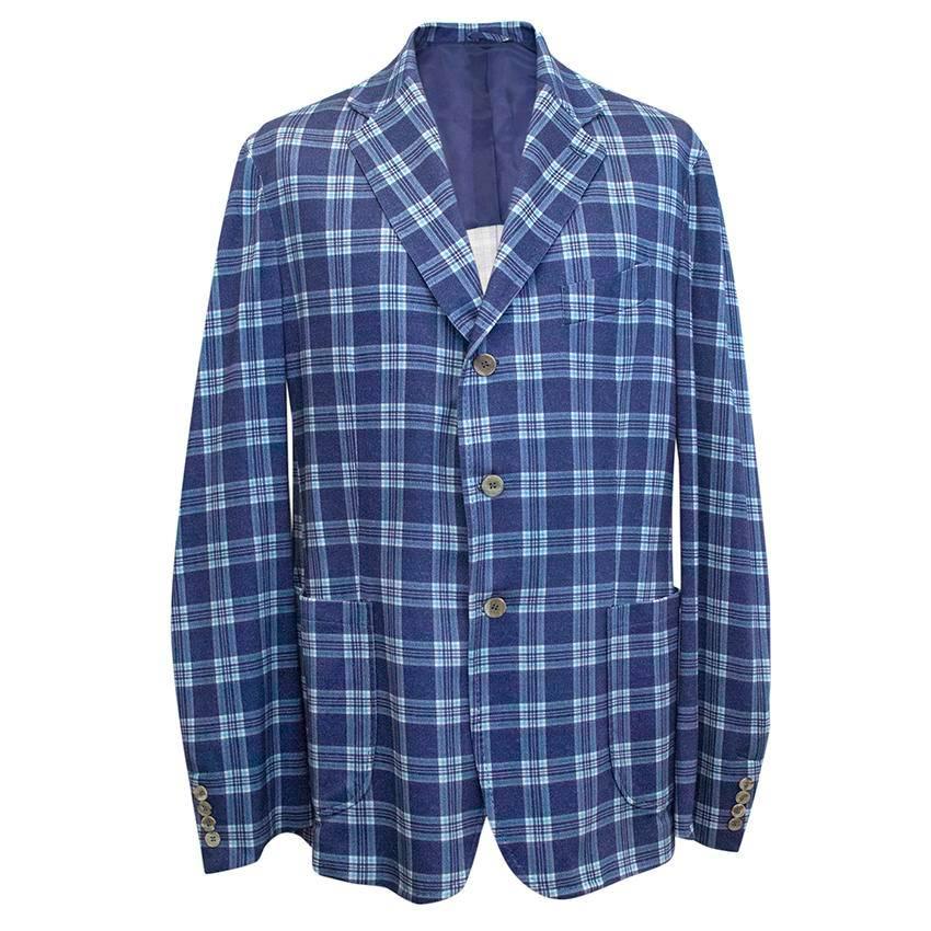 Fedeli checked blue blazer For Sale