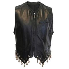 Gianni Versace Limited Edition Men's Black Leather Vest 12