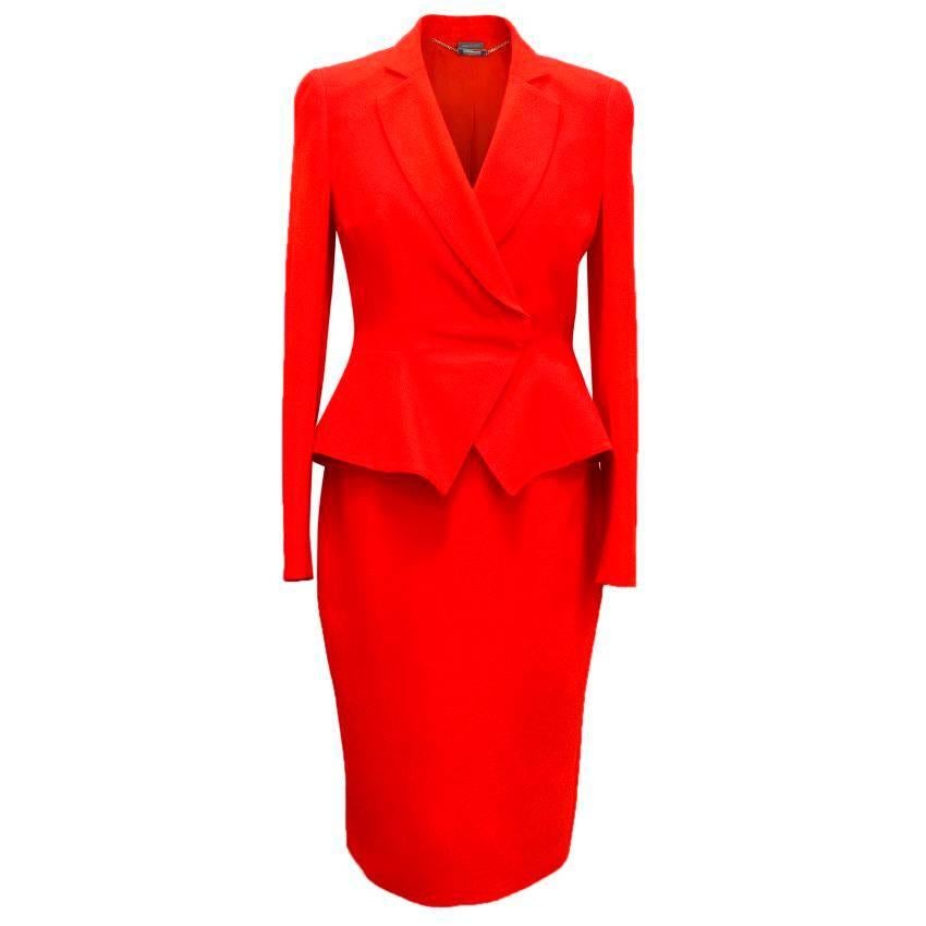 Alexander McQueen Red Two Piece Skirt Suit For Sale