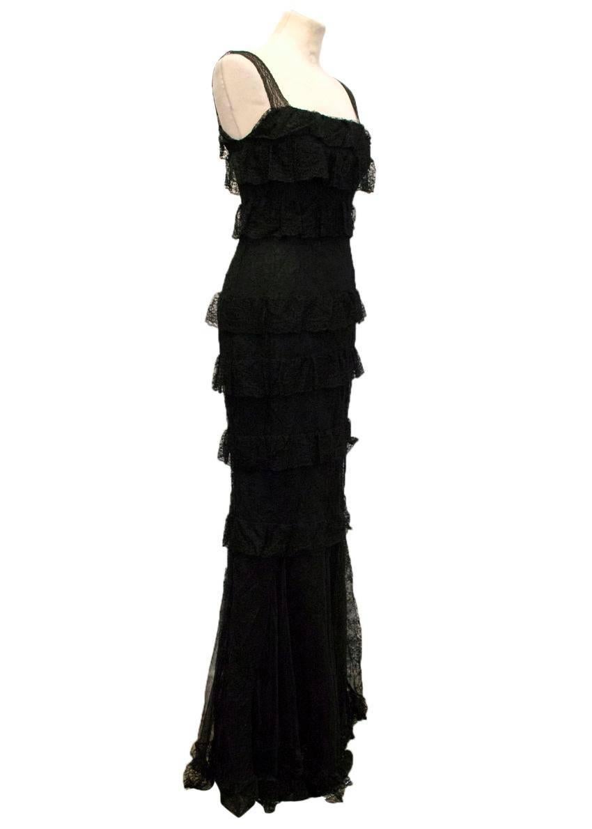 black lace frill dress