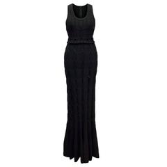 Alaia Black Maxi Dress With Lace Detail