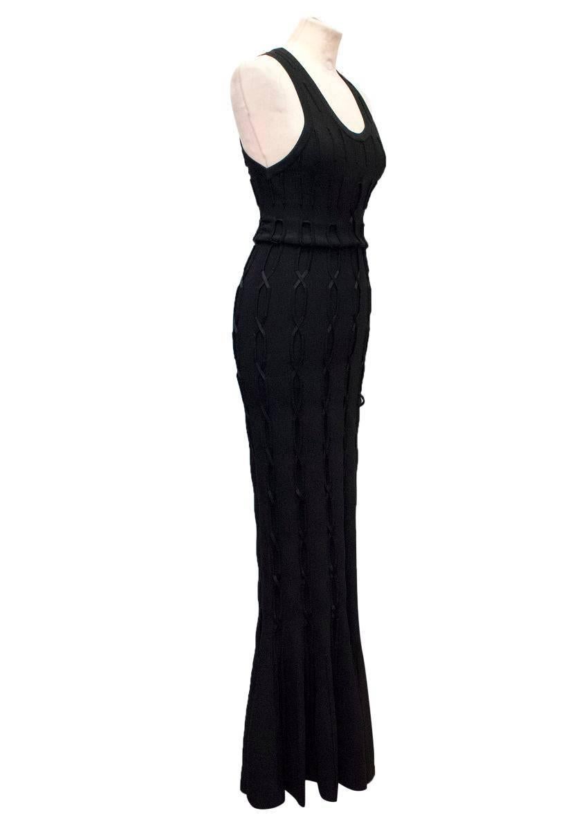 Women's Alaia Black Maxi Dress With Lace Detail