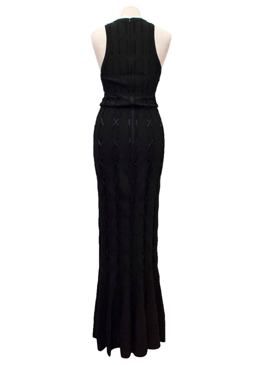 Alaia Black Maxi Dress With Lace Detail In Excellent Condition In London, GB