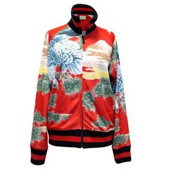 Gucci Men's Red Eagle Print Technical Jersey Jacket